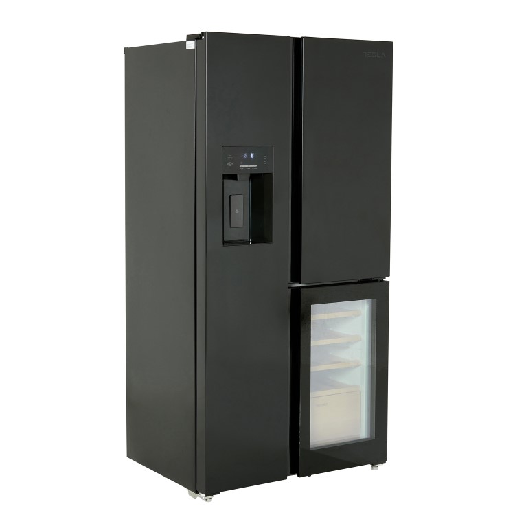 Tesla 529 Litres French Style American Fridge Freezer - Black - Image 2