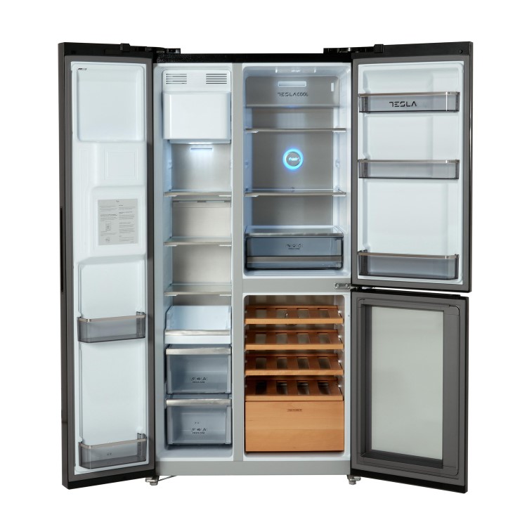 Tesla 529 Litres French Style American Fridge Freezer - Black - Image 3
