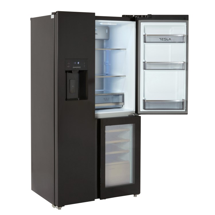 Tesla 529 Litres French Style American Fridge Freezer - Black - Image 4