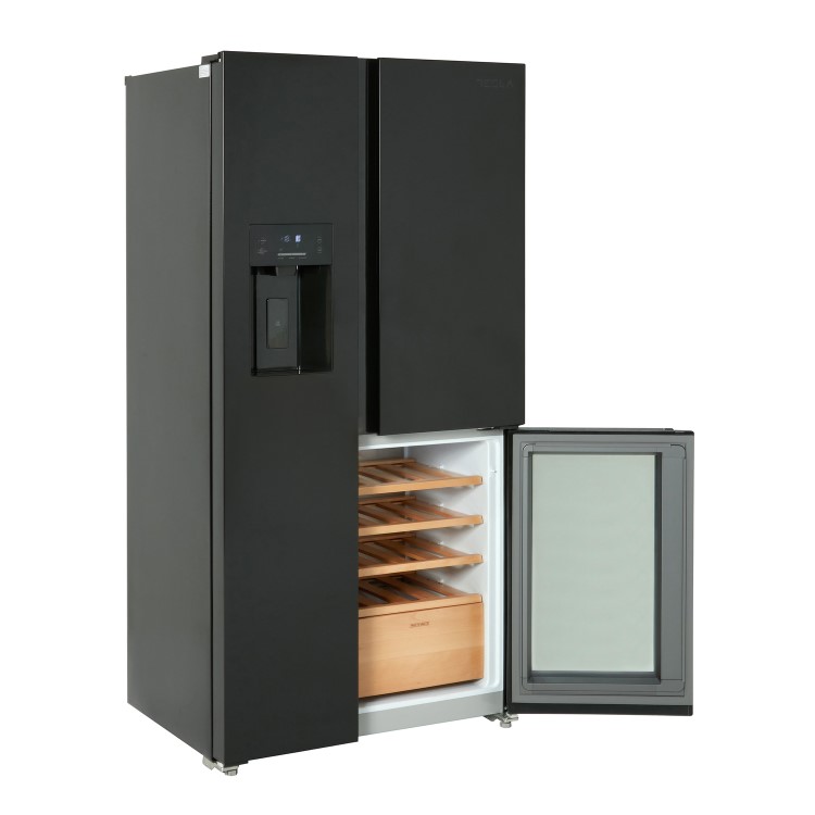 Tesla 529 Litres French Style American Fridge Freezer - Black - Image 5