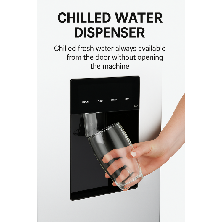 Tesla 529 Litres French Style American Fridge Freezer - Inox - Image 7