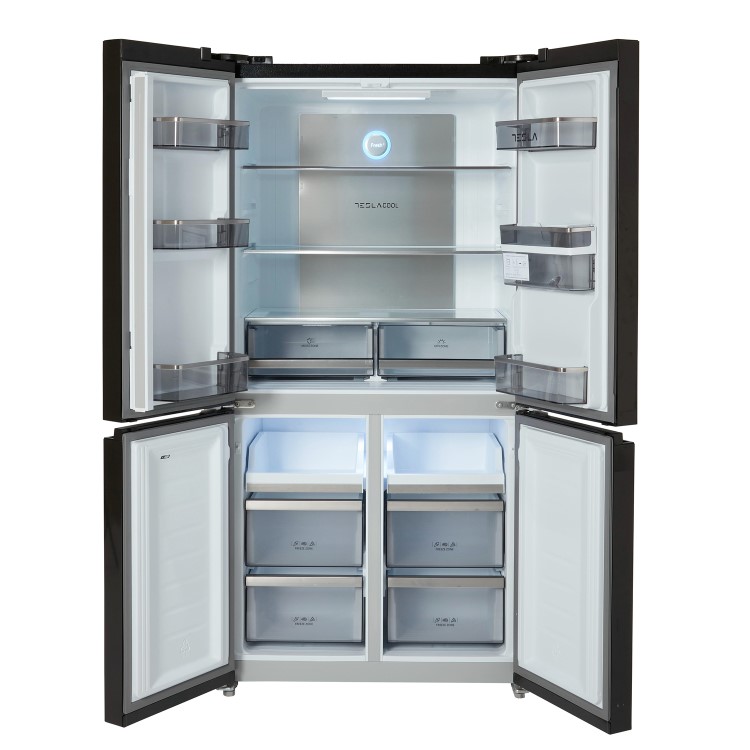 Tesla 563 Litres Four Door American Fridge Freezer - Black - Image 3