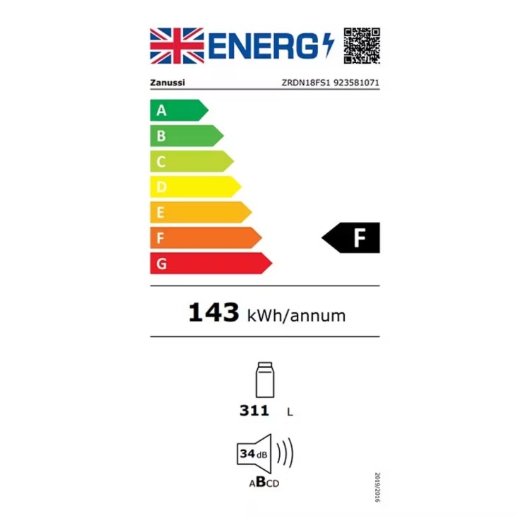 Zanussi 314 Litre Integrated In-Column Fridge - Image 4