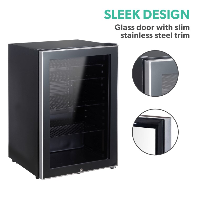 electriQ 115 Litre Drinks Fridge - Black with Stainless Steel Trim - Image 10
