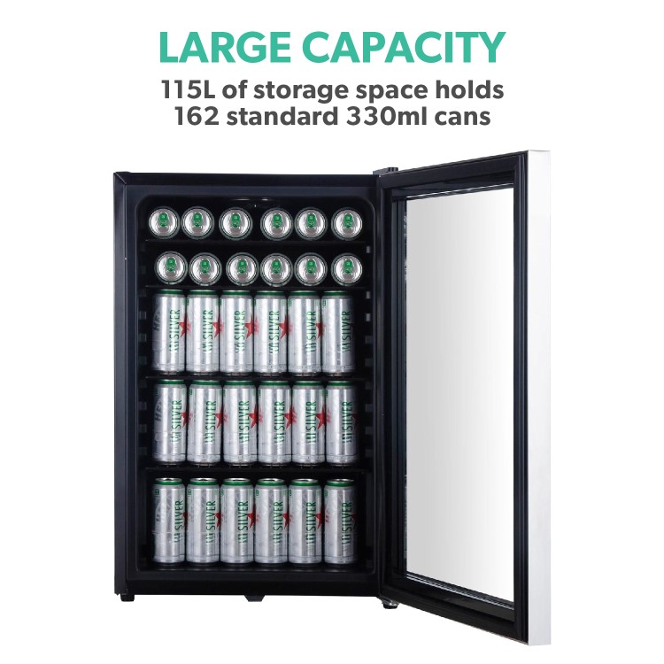 electriQ 115 Litre Drinks Fridge - Black with Stainless Steel Trim - Image 11