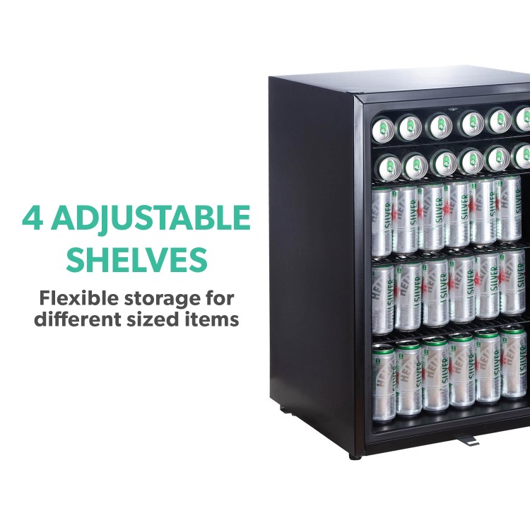 electriQ 115 Litre Drinks Fridge - Black with Stainless Steel Trim - Image 9