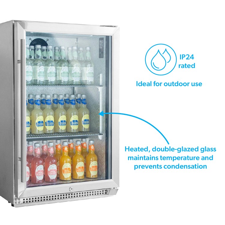 electriQ 118 Litre Single Door Commercial Outdoor Use Drinks Cooler - Stainless Steel - Image 5