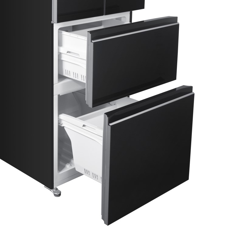 electriQ 320 Litre French Style American Fridge Freezer - Black Glass - Image 4