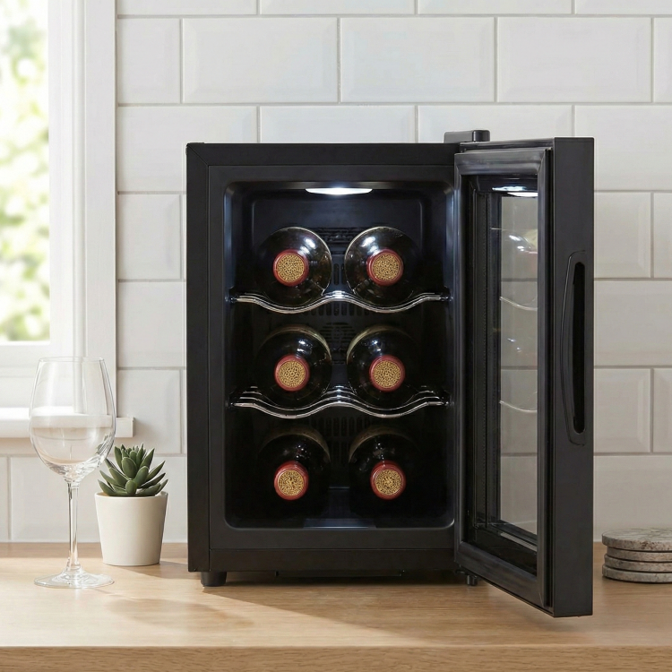 electriQ 6 Bottle Thermoelectric Wine Cooler - Compact Countertop Mini Wine Fridge - Image 4