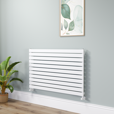 Riace Linea White Flat Designer Radiator 770x1200mm Single Panel 3519 BTU - Horizontal Bars - Image 4