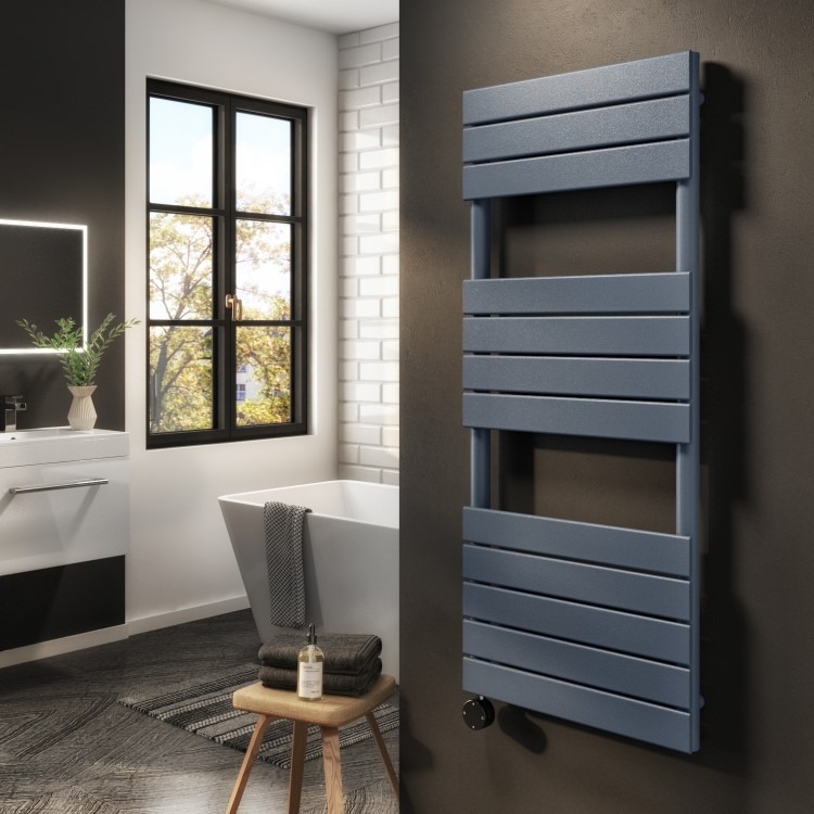 Anthracite Flat Panel Smart Electric Towel Radiator with Wi-Fi Thermostat - 1000W - H1200xW500mm - Bathroom Safe