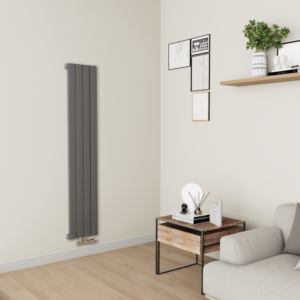 Eco Eleganza Anthracite Vertical Flat Aluminium Middle Connection Radiator 1600x300mm Single Panel 2036 BTU