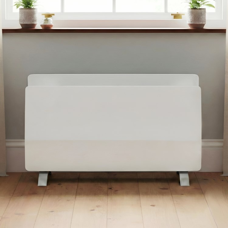 electriQ 2000W Smart Curved Designer Glass Panel Heater - Wall Mountable & Bathroom Safe - White
