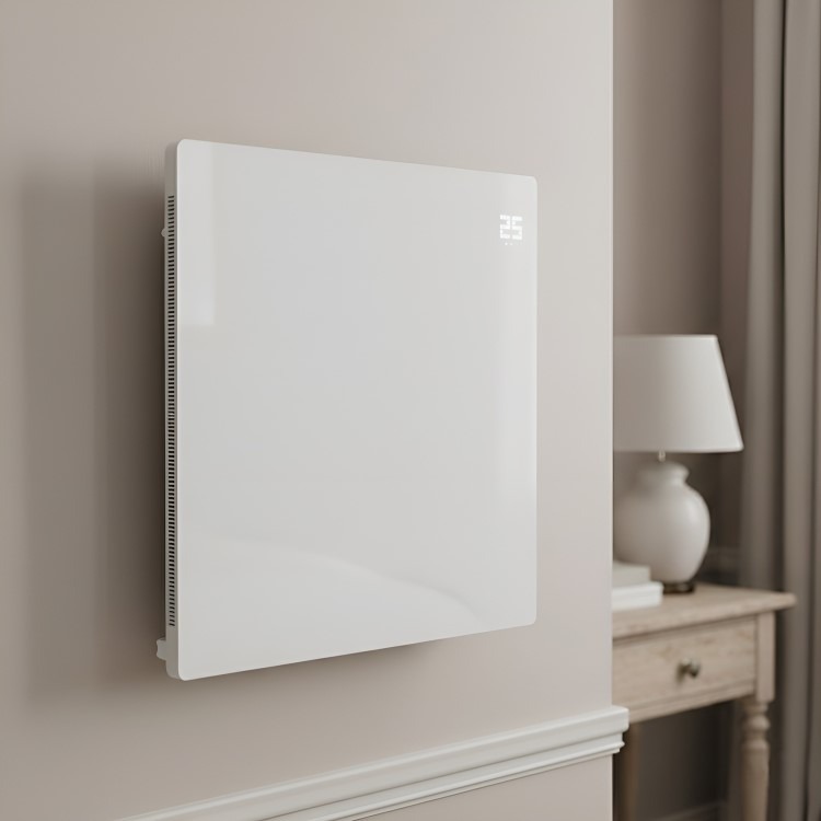 Low Energy 350W Smart Infrared Designer Glass Panel Heater - IP44 Bathroom Safe Wall Mountable or Free Standing 600x600mm - White
