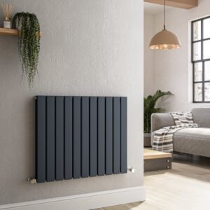 Riace Anthracite Horizontal Flat Designer Radiator 600x748mm Double Panel 2827 BTU