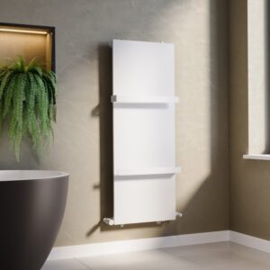 White Vertical Panel Radiator with Towel Bars 1220 x 452mm - Hesperia