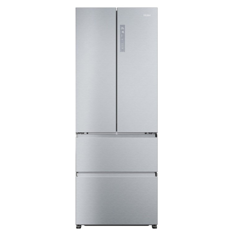 Haier FD 70 Series 5 446 Litre French Style American Fridge Freezer - Platinum Inox