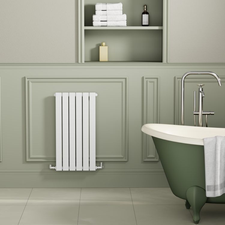 Riace White Horizontal Flat Designer Radiator 800x408mm Single Panel 1299 BTU