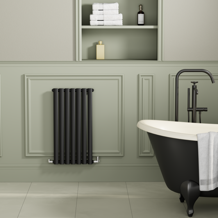 Sorrento Midnight Black Horizontal Oval Designer Radiator 800x413mm Single Panel 1364 BTU