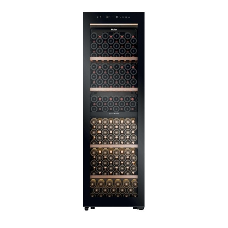 Haier 201 Bottle Capacity Dual Zone Freestanding Wine Cooler - Black