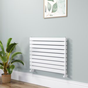 Riace Linea White Flat Designer Radiator 630x800mm Double Panel 3044 BTU - Horizontal Bars