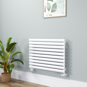 Sorrento Linea White Oval Designer Radiator 590x800mm Single Panel 1983 BTU - Horizontal Bars