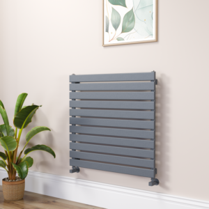 Riace Linea Dark Grey Anthracite Flat Designer Radiator 770x800mm Single Panel 2430 BTU - Horizontal Bars