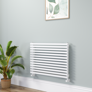 Ravello Linea White Square Designer Radiator 585x800mm Single Panel 2276 BTU - Horizontal Bars