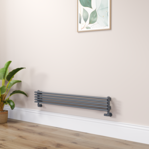 Ventura Linea Dark Grey Anthracite Oval Unique Designer Radiator 175x1200mm Single Panel 1147 BTU - Horizontal Bars
