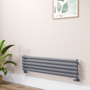 Sorrento Linea Dark Grey Anthracite Oval Designer Radiator 295x1200mm Single Panel 1433 BTU - Horizontal Bars