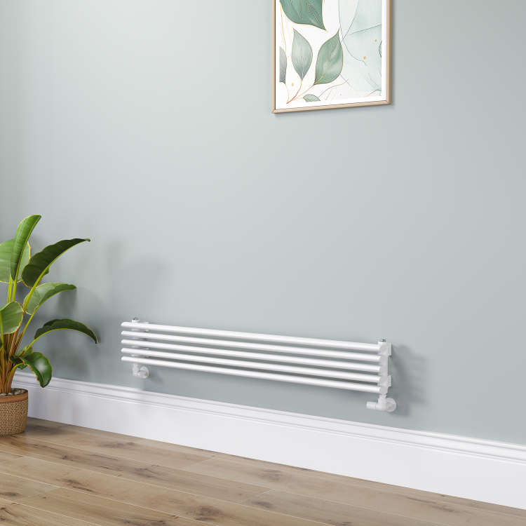 Ventura Linea White Oval Unique Designer Radiator 175x1200mm Single Panel 1147 BTU - Horizontal Bars