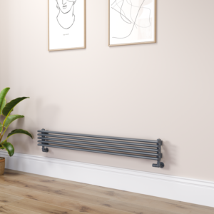 Ventura Linea Dark Grey Anthracite Oval Unique Designer Radiator 175x1400mm Single Panel 1348 BTU - Horizontal Bars