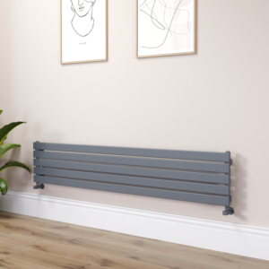 Riace Linea Dark Grey Anthracite Flat Designer Radiator 350x1800mm Single Panel 2372 BTU - Horizontal Bars