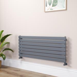 Riace Linea Dark Grey Anthracite Flat Designer Radiator 490x1200mm Single Panel 2239 BTU - Horizontal Bars