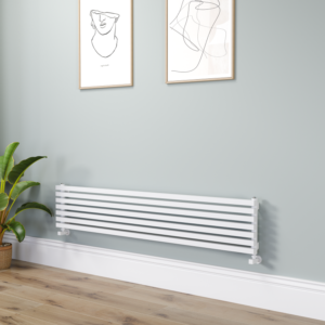 Ravello Linea White Square Designer Radiator 315x1600mm Single Panel 2297 BTU - Horizontal Bars