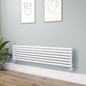 Sorrento Linea White Oval Designer Radiator 413x1800mm Single Panel 2980 BTU - Horizontal Bars