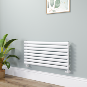 Sorrento Linea White Oval Designer Radiator 472x1000mm Single Panel 1935 BTU - Horizontal Bars
