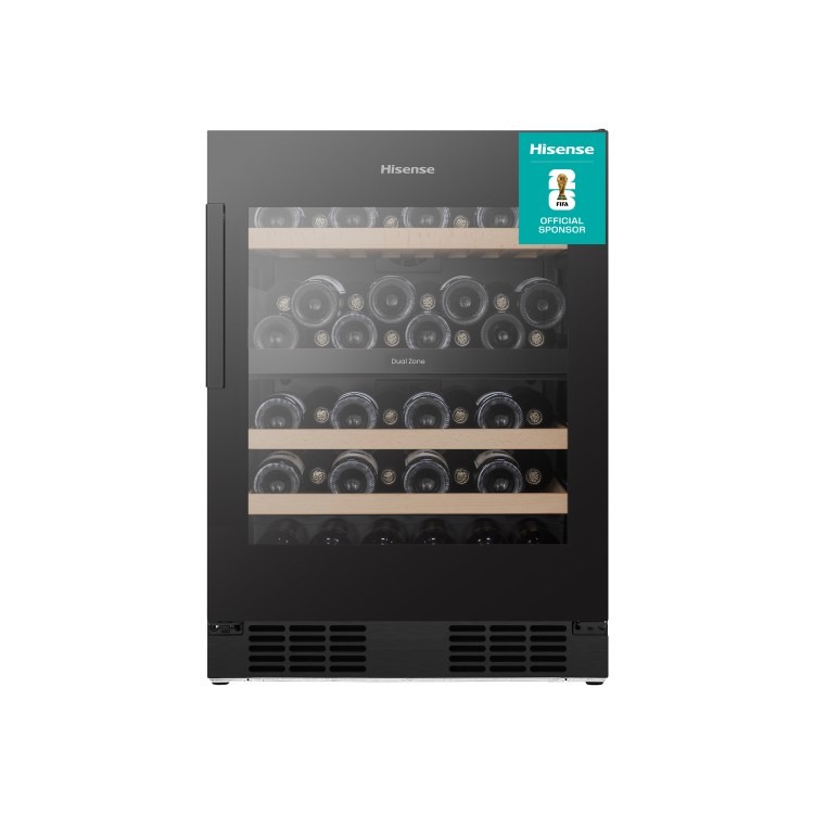 Hisense 46 Bottle Capacity Dual Zone Freestanding Wine Cooler - Black