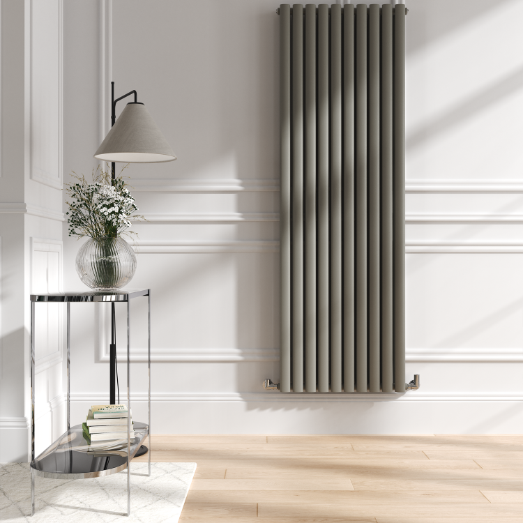Sorrento Smoked Stone Vertical Oval Designer Radiator 1800x590mm Double Panel 6229 BTU - Image 2