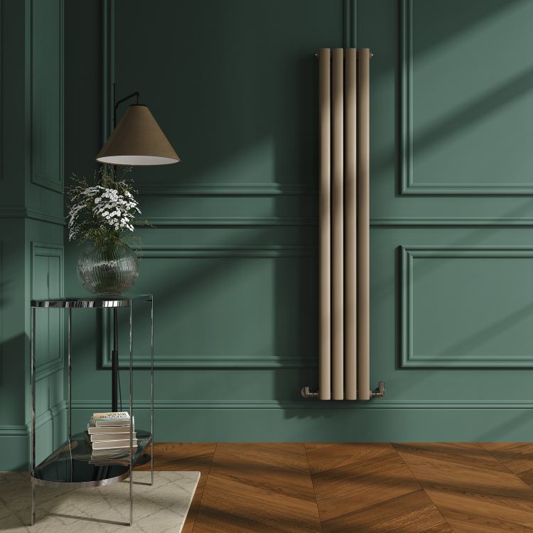 Sorrento Beige grey Vertical Oval Designer Radiator 1600x236mm Double Panel 2234 BTU