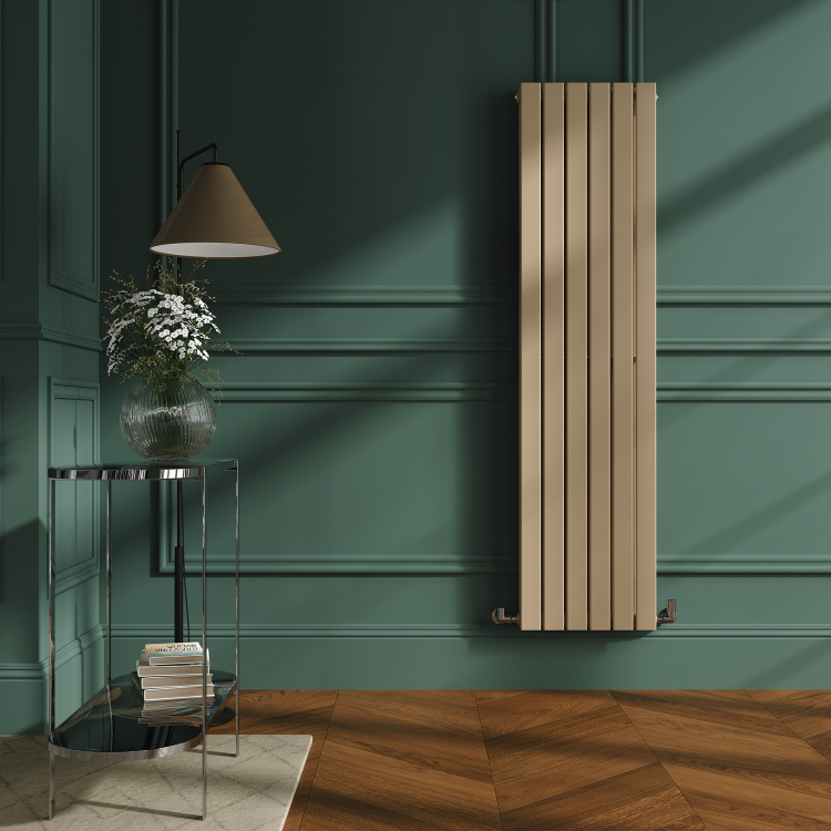 Riace Elk brown Vertical Flat Designer Radiator 1600x408mm Double Panel 3687 BTU