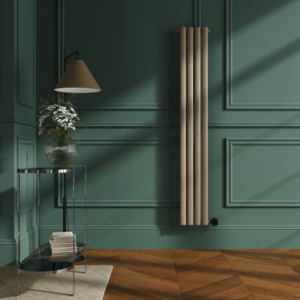 Beige Grey Vertical Smart Electric Radiator with Wi-Fi Thermostat - 1000W - H1600xW236 - Bathroom Safe