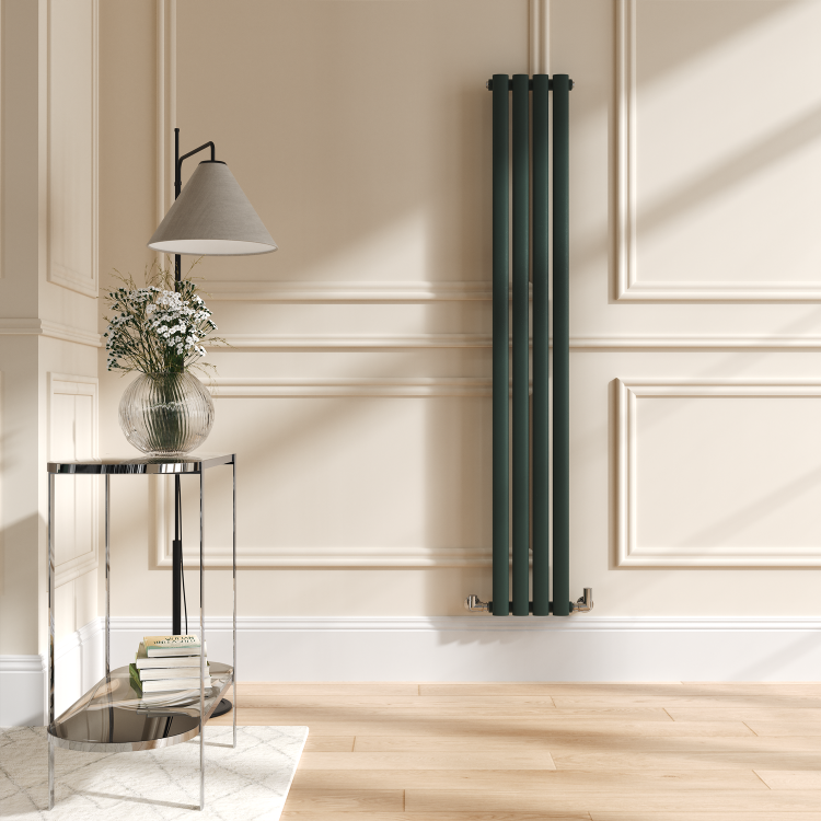 Sorrento Evergreen Vertical Oval Designer Radiator 1600x236mm Single Panel 1521 BTU