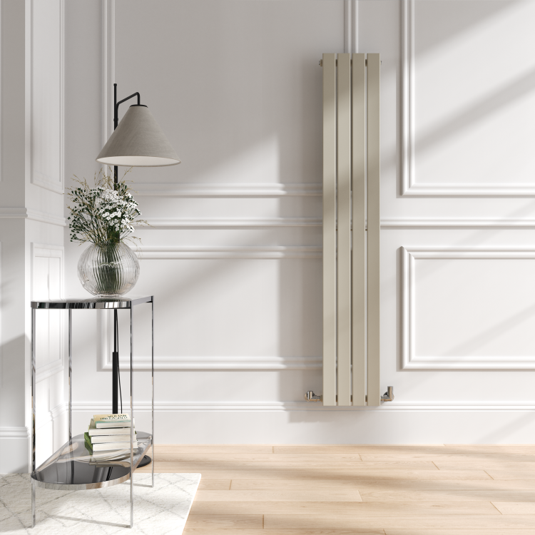 Refurbished Riace Linen Vertical Flat Designer Radiator 1600x272mm Single Panel 1628 BTU