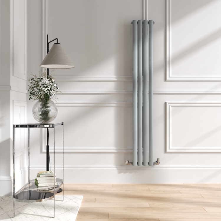 Sorrento Salt & Pepper Vertical Oval Designer Radiator 1600x236mm Single Panel 1521 BTU