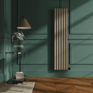 Beige Grey Vertical Smart Electric Radiator with Wi-Fi Thermostat - 1000W - H1600xW354 - Bathroom Safe