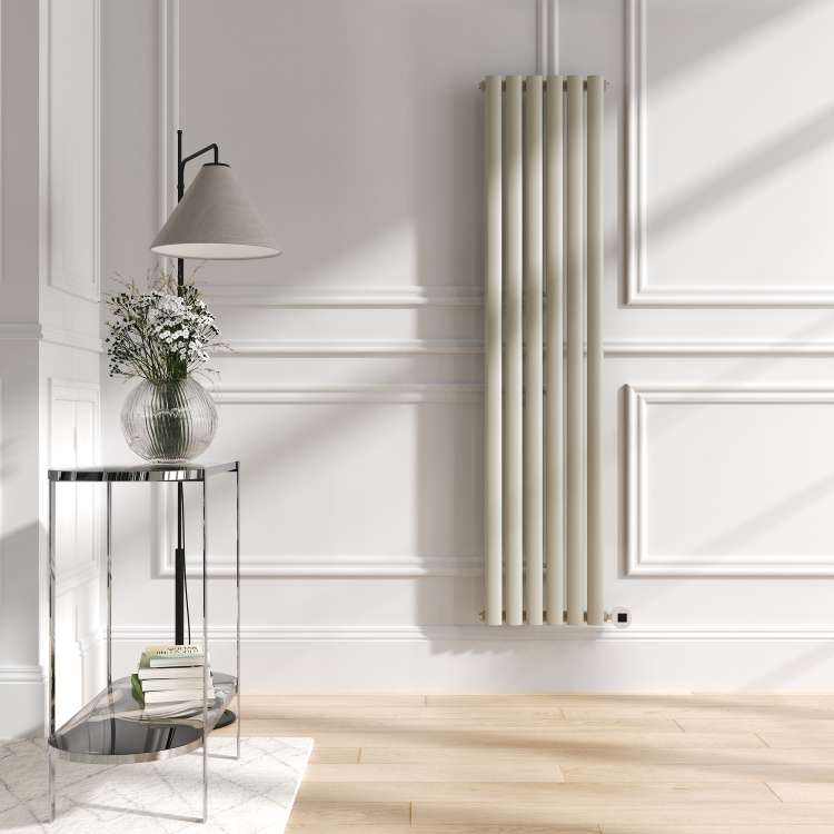 Linen Vertical Smart Electric Radiator with Wi-Fi Thermostat - 1000W - H1600xW354 - Bathroom Safe