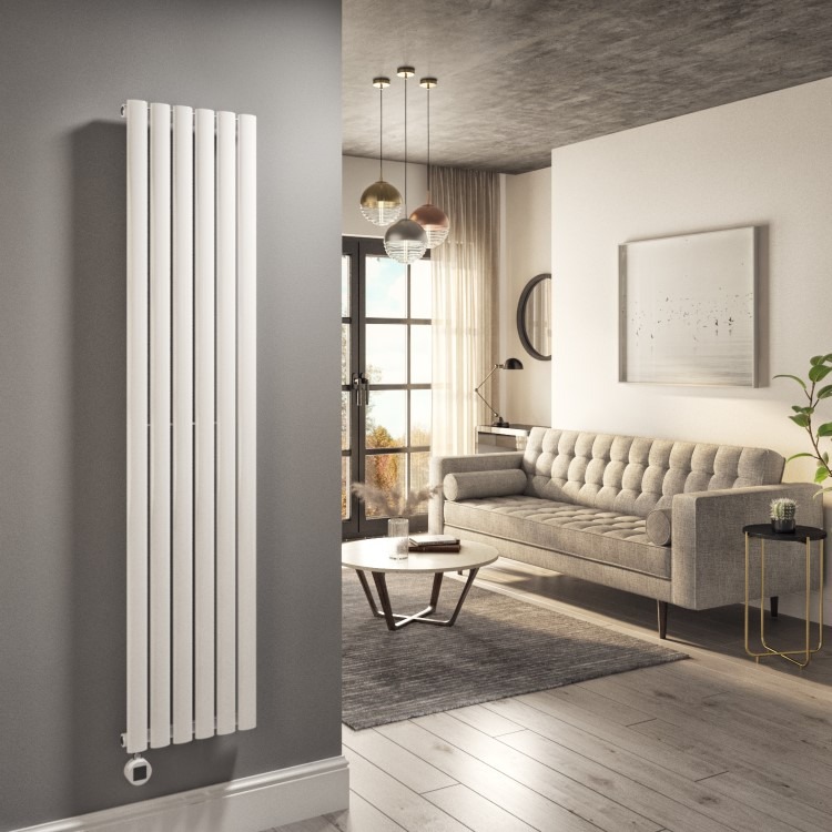 White Vertical Smart Electric Radiator with Wi-Fi Thermostat - 1000W - H1600xW354mm - Bathroom Safe - Image 2