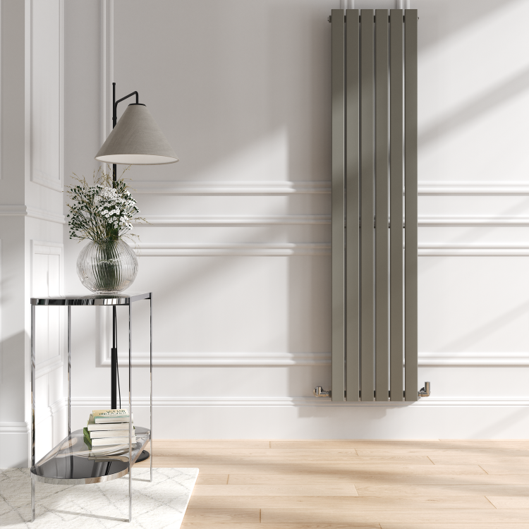 Riace Smoked Stone Vertical Flat Designer Radiator 1800x408mm Single Panel 2705 BTU