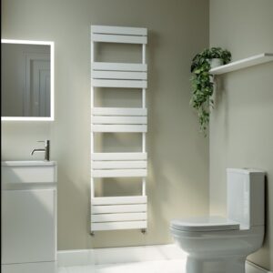 Riace White Vertical Flat Towel Radiator 1600x450mm Single Panel 2171 BTU